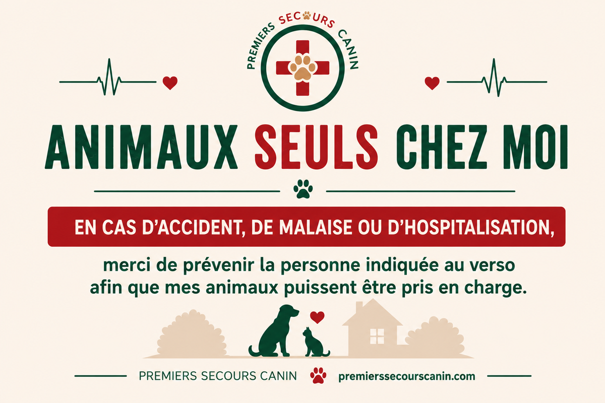 CARTE ALERTE « ANIMAUX SEULS CHEZ MOI »
