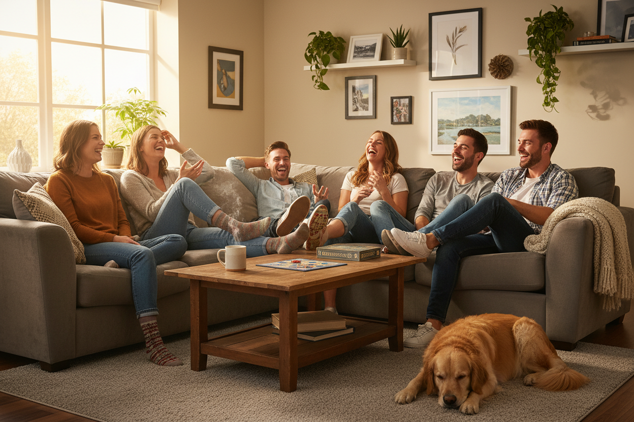 pas de pieds nus et je veux un chien assis a cote du canapé